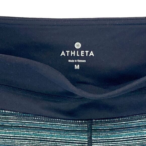 Athleta Chaturang Capri Legging Womens Size Medium Black Green Energy Pull-On - Picture 5 of 11